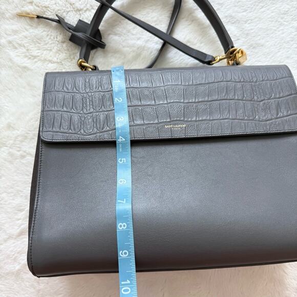 SAINT LAURENT Calfskin Crocodile Embossed Medium Moujik Top Handle Authentic - Picture 10 of 16